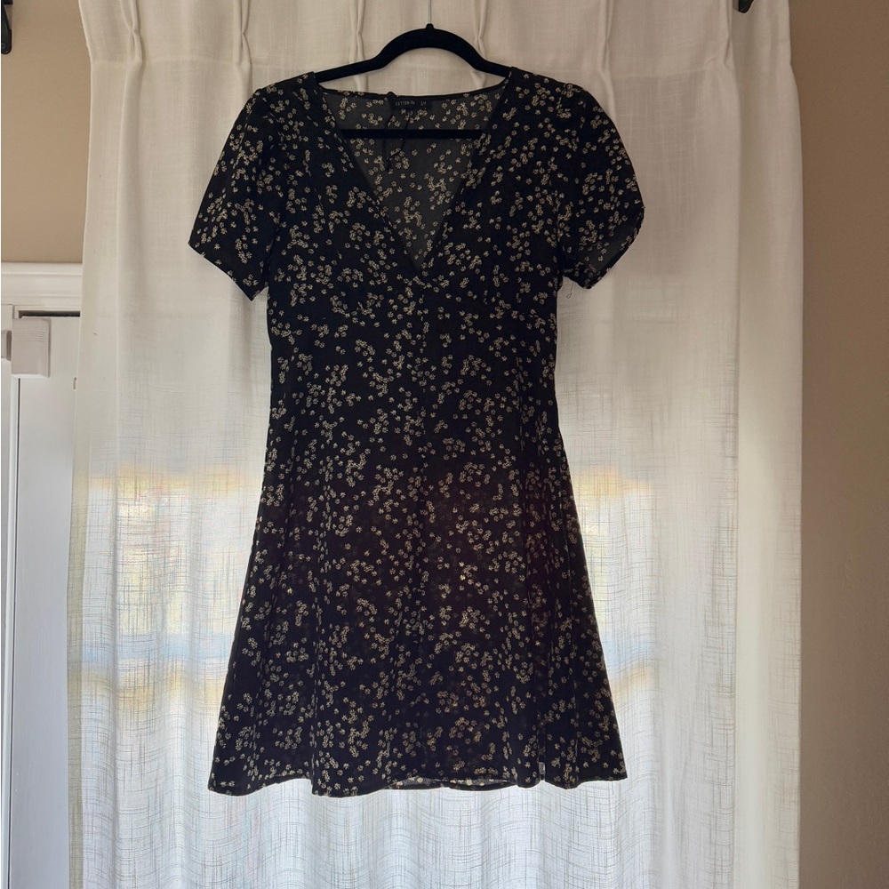 Cotton On Navy Mini Dress with Cream Floral Print